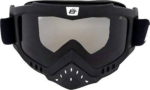 Miniatura 2 de Birdz Gafas Toucan para motocicleta, ATV, UTV, motocross, esquí, gafas acolchadas con protector de nariz desmontable, marco negro