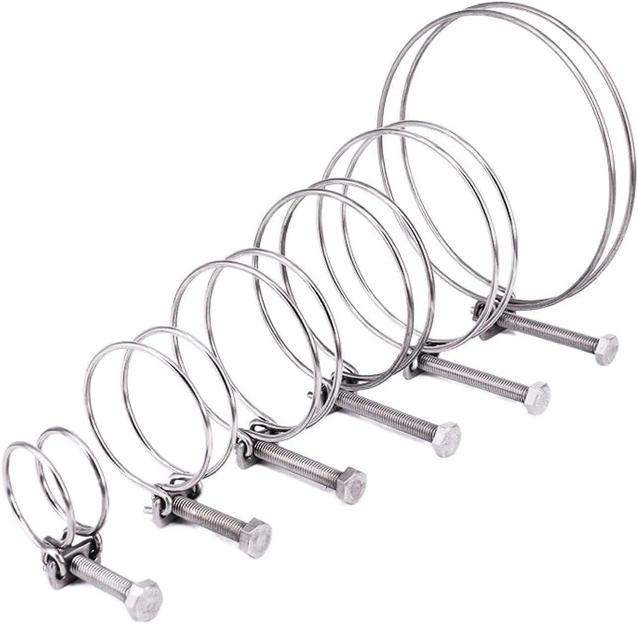 Adjustable Pipe Hose Clamp,Hose Clips,Wire Dia 1.8 2 3 Double Wire Throat Hoop Hose Adjust Clip Plumbing Fixture Pipe Clamp Holding Fastening 304 Stainless Steel(103110x3.0(2pcs))