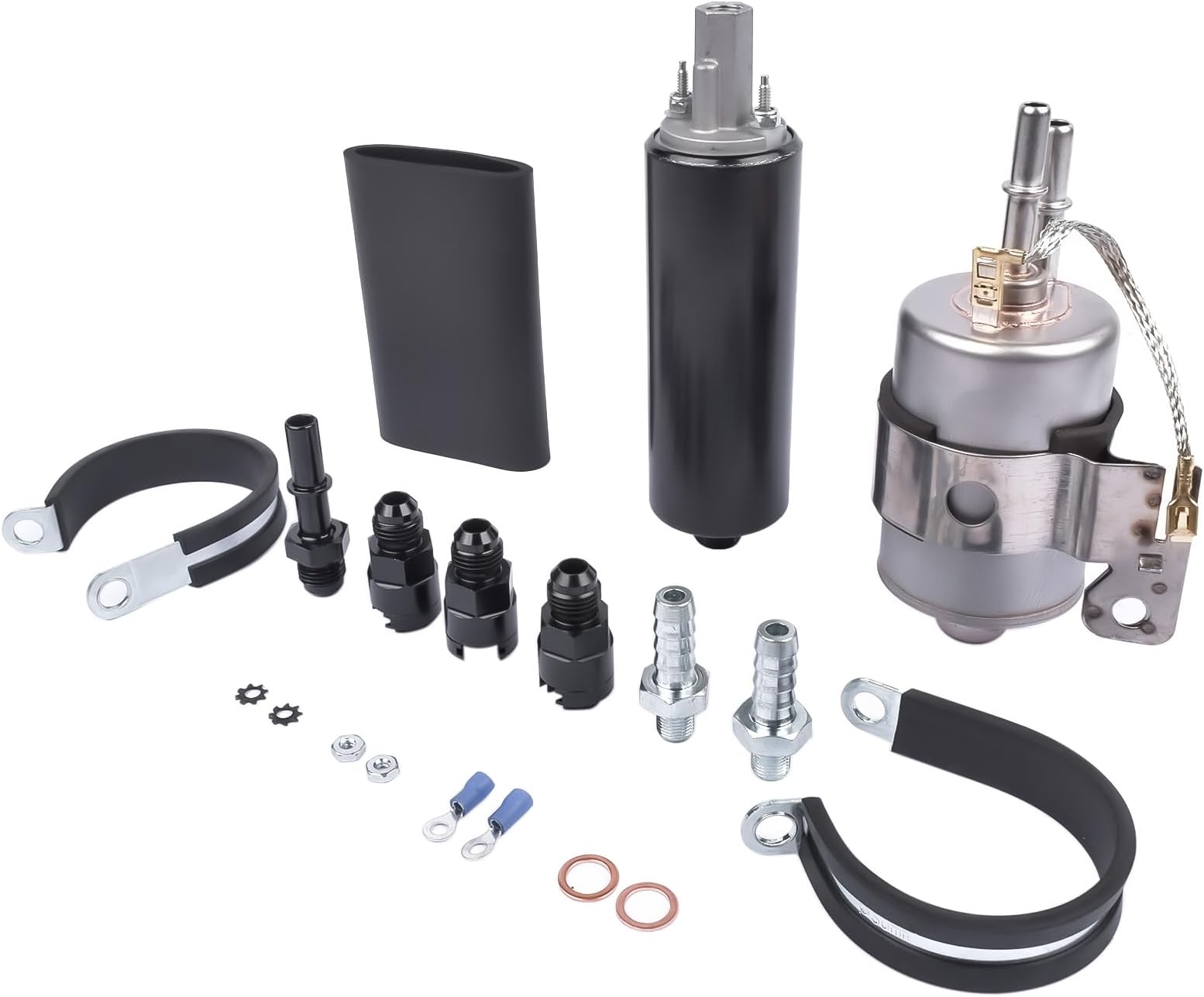 Inline Fuel Pump with 58 PSI Fuel Filter Regulator, 255LPH High Pressure Universal External Pump Replacement# GSL392 ‎GSL392-400-939 400-939 61633737 Fit 1999-2014 Chevy V8