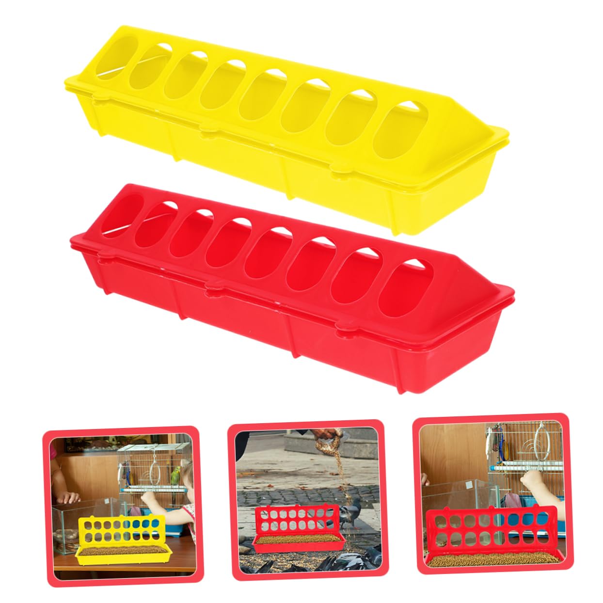 POPETPOP 5 Ensembles Mangeoire Pour Perroquets Distributeur De Pour Oiseaux Distributeur Oiseaux Animal De Compagnie Éleveuse Mangeoires Pour Volaille Plastique 2 Pièces * 5