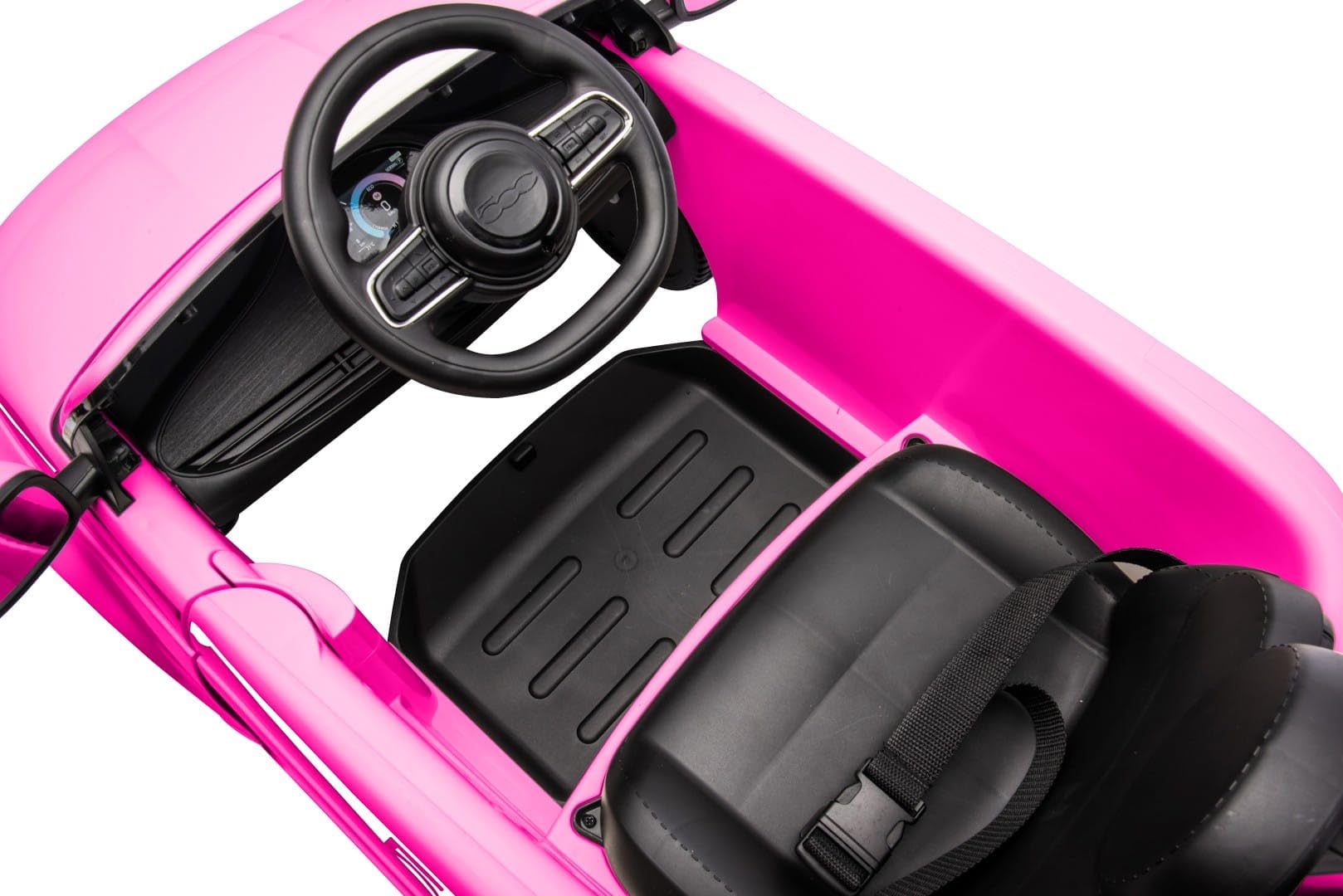 sun baby Kinderfahrzeug mit Schubstange für Jungen FIAT 500, Kinderauto Rutschauto ab 18 Monaten mit Sicherheitsgurt und zu öffnender Tür (Rosa)