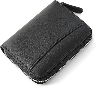[MIOBER] カードケース ミニ財布 レディース 小銭入れ 大容量 カード入れ メンズ コンパクト カードケース カード入れ 薄型 本革 スキミング防止 磁気防止 お札が折れない (Black)