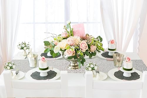 Vista 129 de Camino de mesa de lentejuelas doradas, 12 x 72 pulgadas, paquete de 15 caminos de mesa de boda con purpurina, camino de mesa dorado brillante