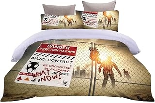 LIYIWLH Zimowa świąteczna pościel 3 szt. zestaw dla dzieci pojedyncze zestawy pościeli 3D identyfikacja obszaru zagrożenia wzór mikrofibra miękka puszysta poszwa na kołdrę z zamkiem błyskawicznym + 2 poszewki na poduszki 135 x 200 cm