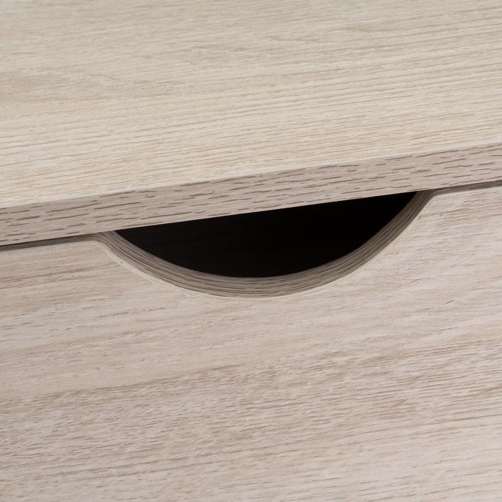 Consola recibidor Urban 2 cajones de metal y madera blanco de 80x30x75 cm | Mueble auxiliar estrecho con 2 cajones y una balda inferior de almacenaje. Para recibidor, entrada o salón
