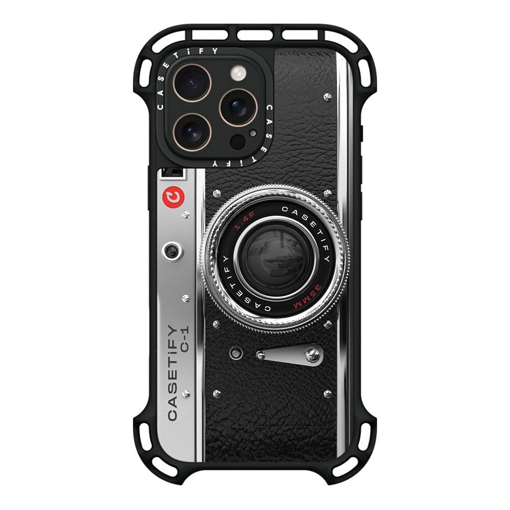 CASETiFY Funda para iPhone 16 Pro Max - Ultra Bounce compatible con MagSafe | A prueba de golpes | 10 m. Protección contra caídas de grado militar 10X | Funda para cámara - Clásica | Negro