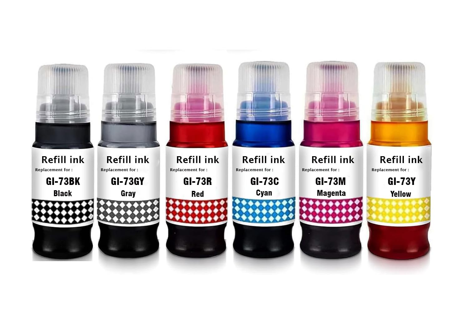 VERENA GI73 Refill Ink Use for Canon Pixma G570, G670, G550, G650, G620 Printers (Set of 6 Colors)