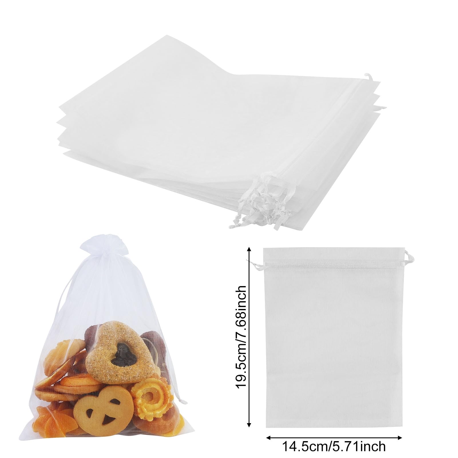 Bolsas de organza blancas con cordón, 20 unidades, 15 x 20 cm, uvas, bolsas de regalo para joyas, dulces