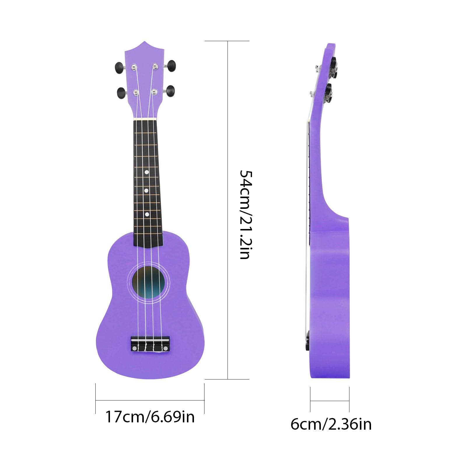 Dilwe 21-Zoll-Lindenholz-Ukulele für Anfänger, Komplettes Set mit Stimmgerät, Kapodaster, Plektren, Nylonsaiten und Tragbarer Tasche für Erwachsene und Kinder (PURPLE)