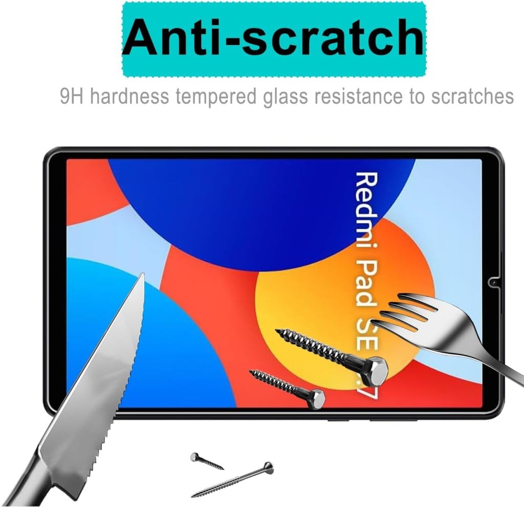 UnDePlus Xiaomi Redmi Pad SE 8.7inç ile uyumlu Tablet Temperli Cam Ekran Koruyucu Şeffaf