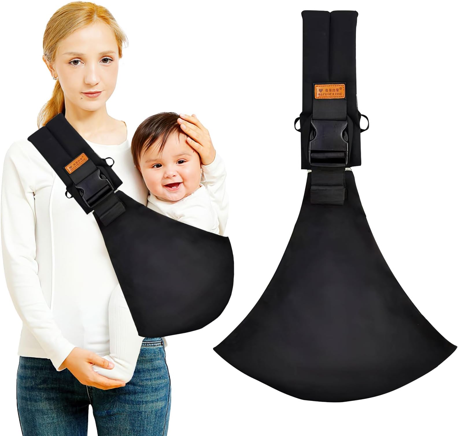 Baby Carrier,Portable Toddler Baby Sling Carrier, Soft Baby Carrier Sling with Adjustable Shoulder Straps, Wrap Carrier, Infant Sling from Newborn Up to 6-42 Months(Pure Black) (Pure Black)