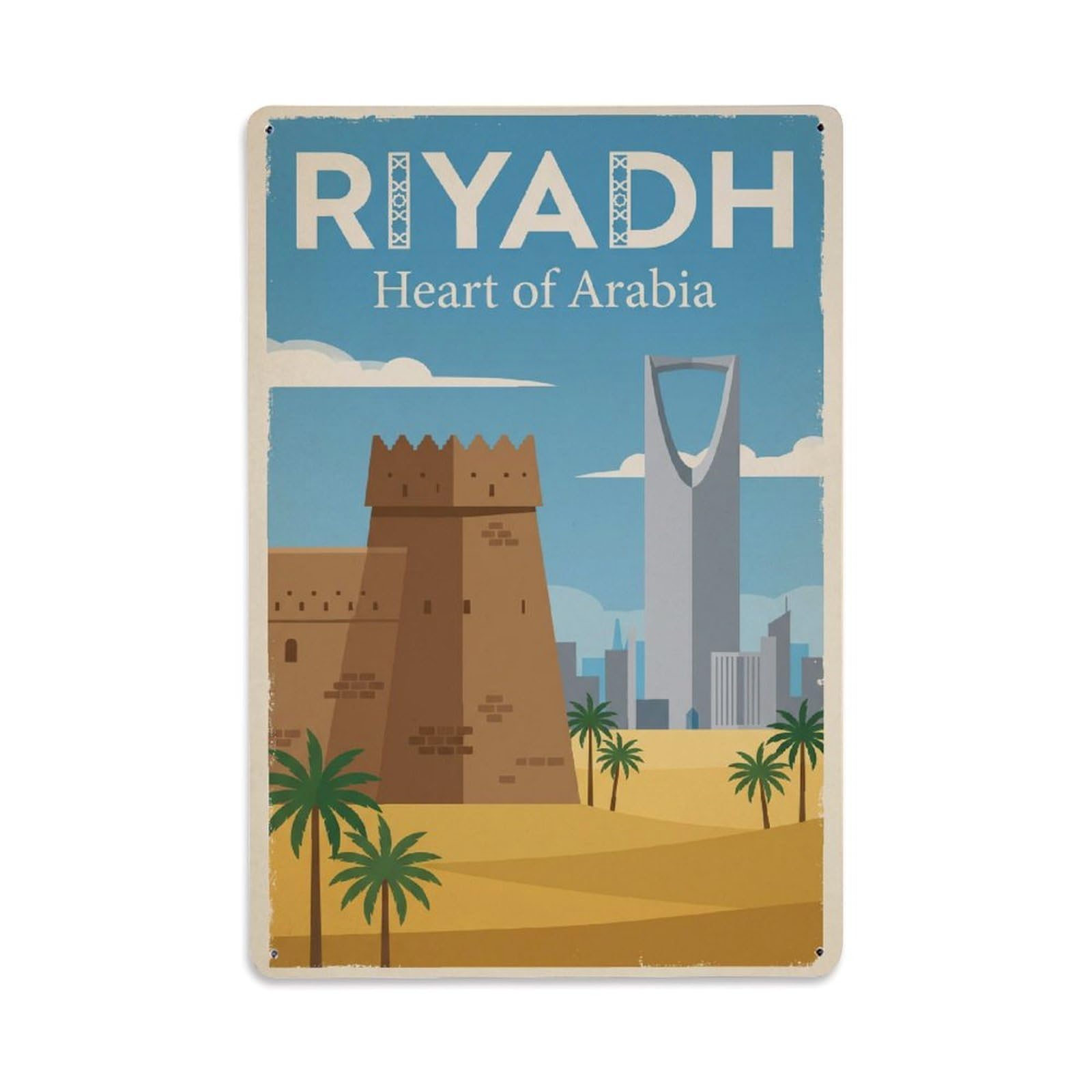 Gead 8X12inch Style Kuwait Riyadh Vintage Travel Metal Tin Sign