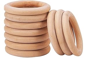Onwon Natural Wooden Teething Rings - Smooth, Unfinished, and Versatile for Crafts and Baby Essentials
