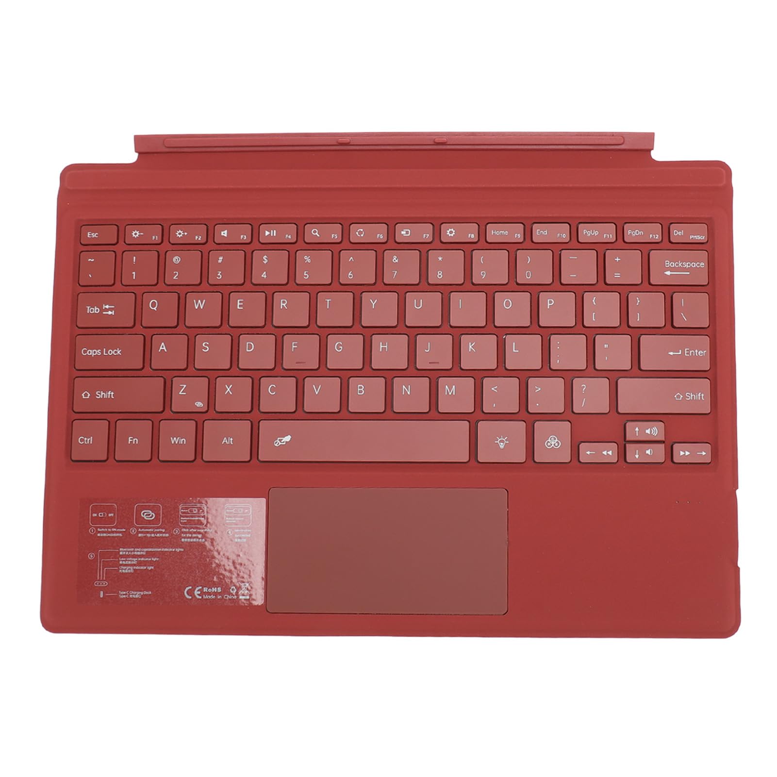 Tastiera magnetica colorata per tablet Pro 3 4 5 6 7, multi-touchpad per impiegati ricaricabili (rosso)