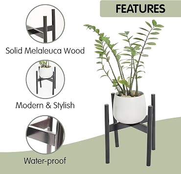 Wood Plant Stand, Indoor Outdoor Holder, 11.9x12.5 Inch