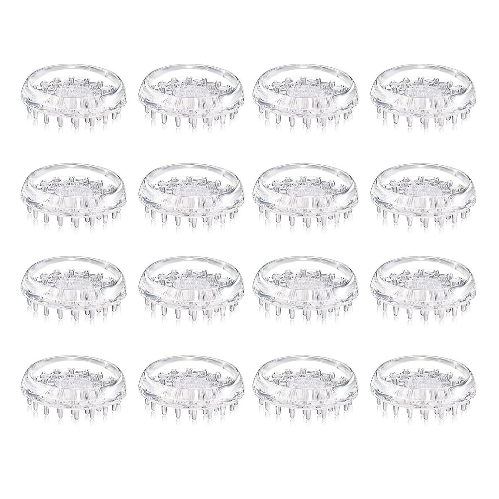 Kalttoy 16 Round Shapes 12/16Pcs Comfortable Touch Spiked Carpet Protector Clear Caster Cup Enduring