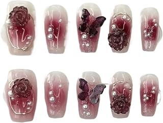 10pcs Short Gradient Handmade False Nails Wearable Full Cover Press On Nails Tip(Style A M)