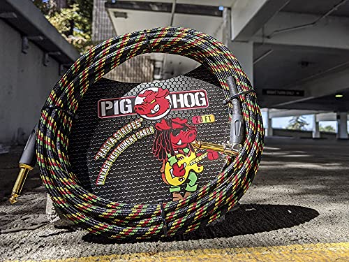 Pig Hog PCH20RAR cabo de guitarra rasta de ângulo direito para 0,6 cm, 6 metros