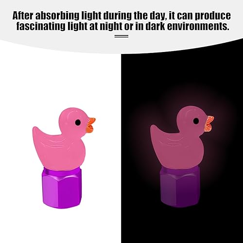 Miniatura 4 de GOOTHX Tapón de vástago de válvula de neumático, 4 piezas que brilla en la oscuridad, lindo tapón de válvula de neumático de patito, universal para