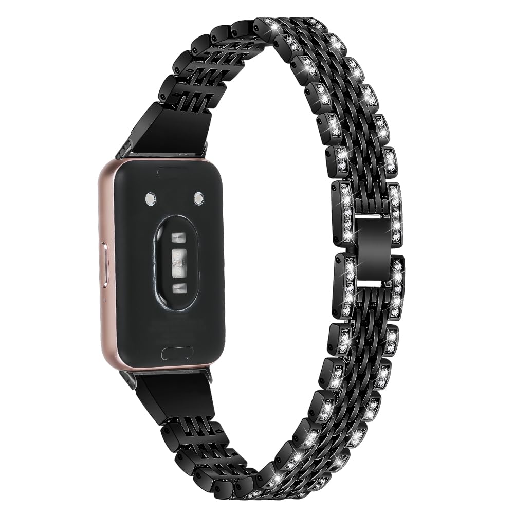Dressy - Pulsera compatible con Samsung Galaxy Fit 3 SM-R390, correa de acero inoxidable Dressy de metal con brillantes