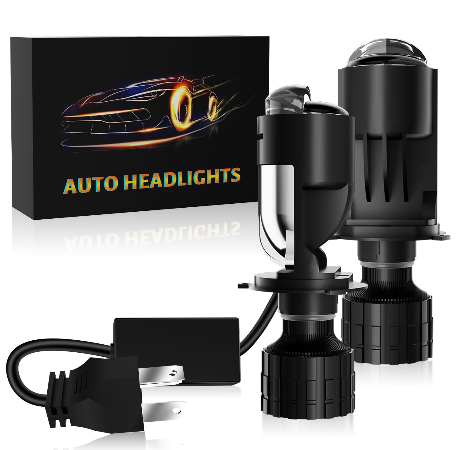 YONGMING H4 LED Headlight Bulbs +200%, 2 PCS 40W 9000LM 6000K Led Lights for Car Bulb Kit use in Halogen Light Bulbs Replace, CPS Chip Temperature Control