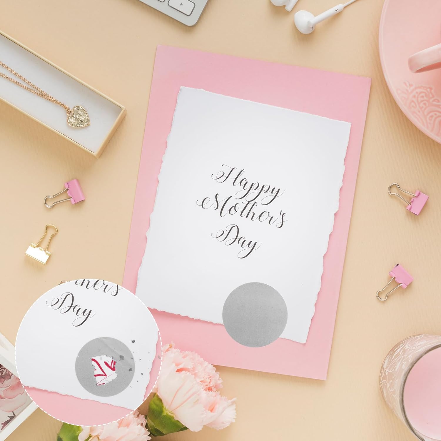 300 Pcs Scratch Off Stickers, 1 INCH Round Scratch Off Labels Self Adhesive Scratch-Off Stickers for DIY Card, Party Games(Silver)