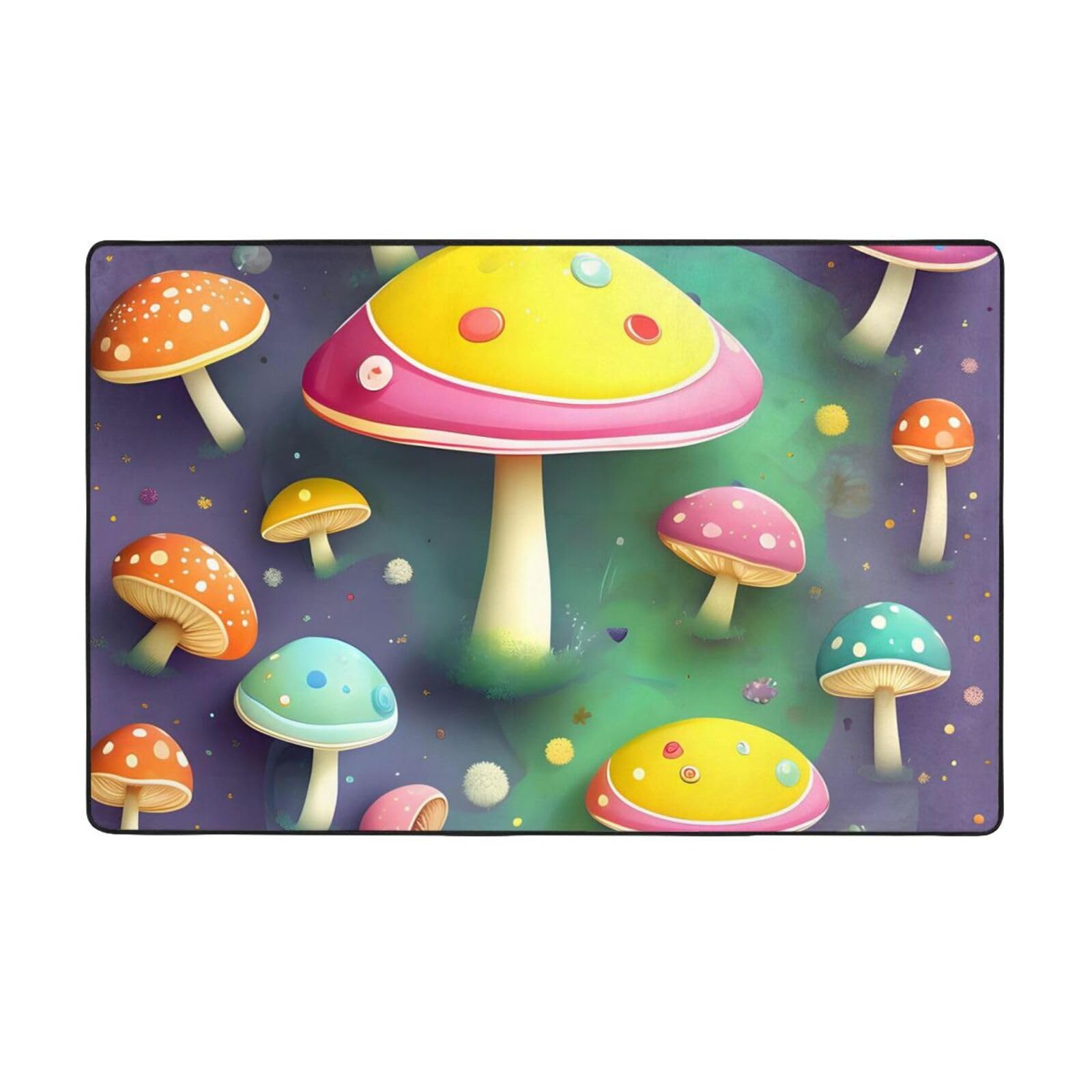 Tapis champignons Colorful Dream antidérapant et doux pour chambre et cuisine