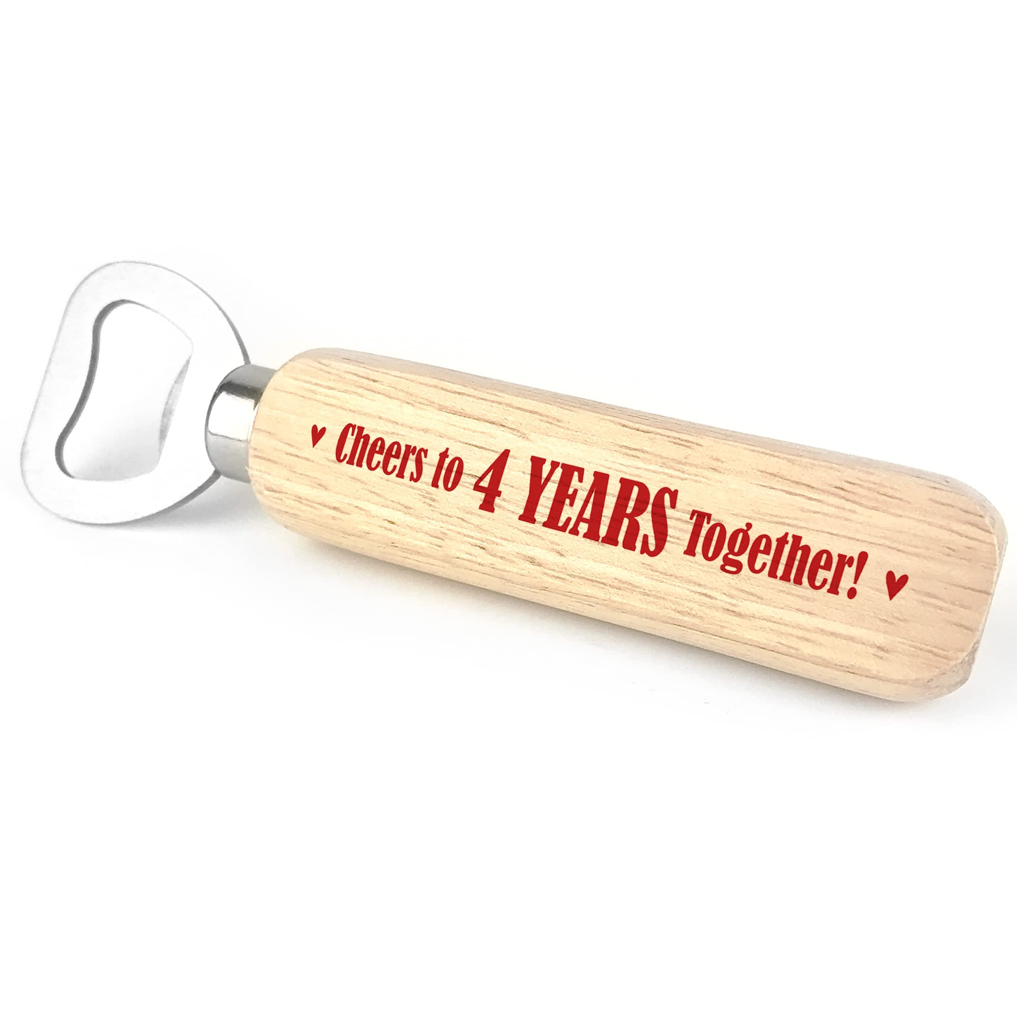 Funny 4th Anniversary for Boyfriend Husband Wood Bottle Opener Gift for Him