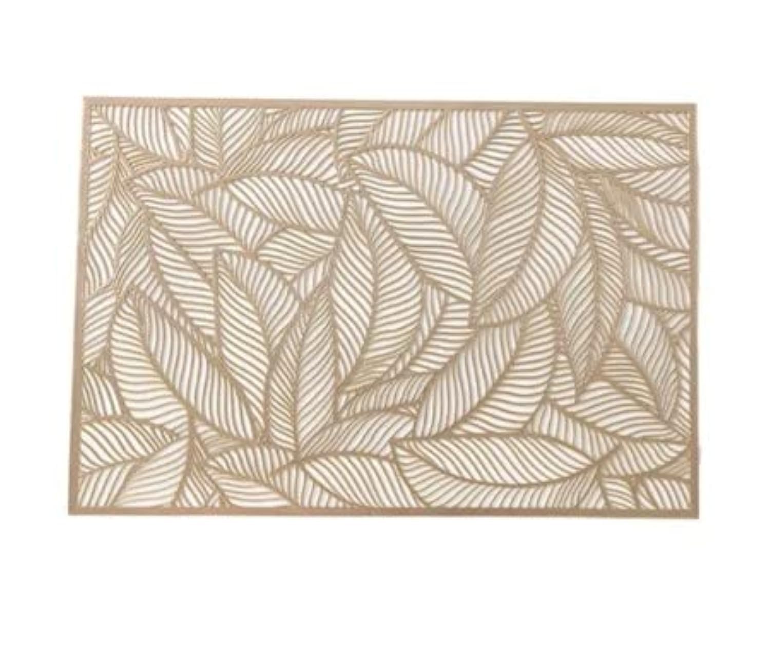 YIMICO Placemats Set of 6pcs, Leaf Place Mats for Dining Table Hollowed-Out Pressed Vinyl Table Mats for Holiday Party Wedding Accent Centerpiece Dinner Table Decoration (Rectangle)