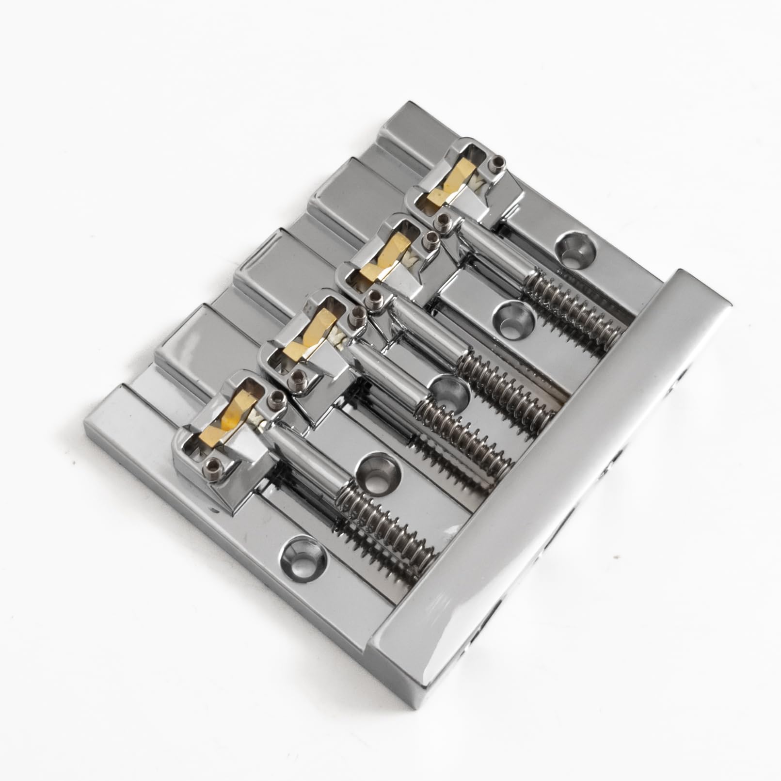 4-strunowy mostek basowy High Mass – regulowany chrom/złoty mostek zastępczy do elektrycznej gitary basowej, kompatybilny z Fender Jazz Bass i Precision Bass (chrom)