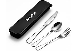 Portable Travel Flatware Set with Case (6.7inch, Silver)