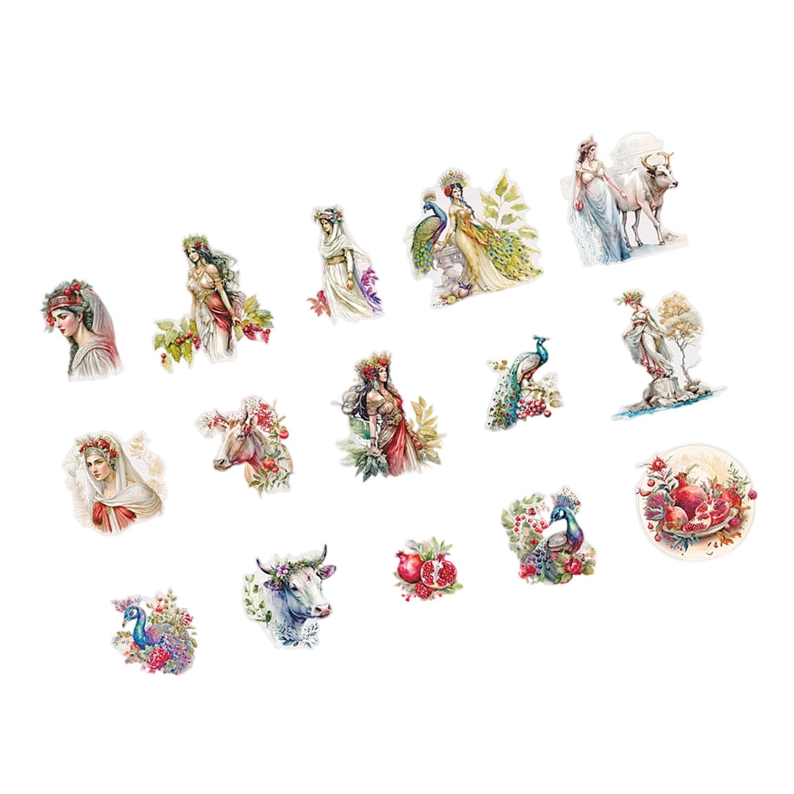 Msioytog Artistic European Inspired PET Transfers Waterproof Decorative Tokens for Scrapbooks Elegant Planner Decoration Transfers