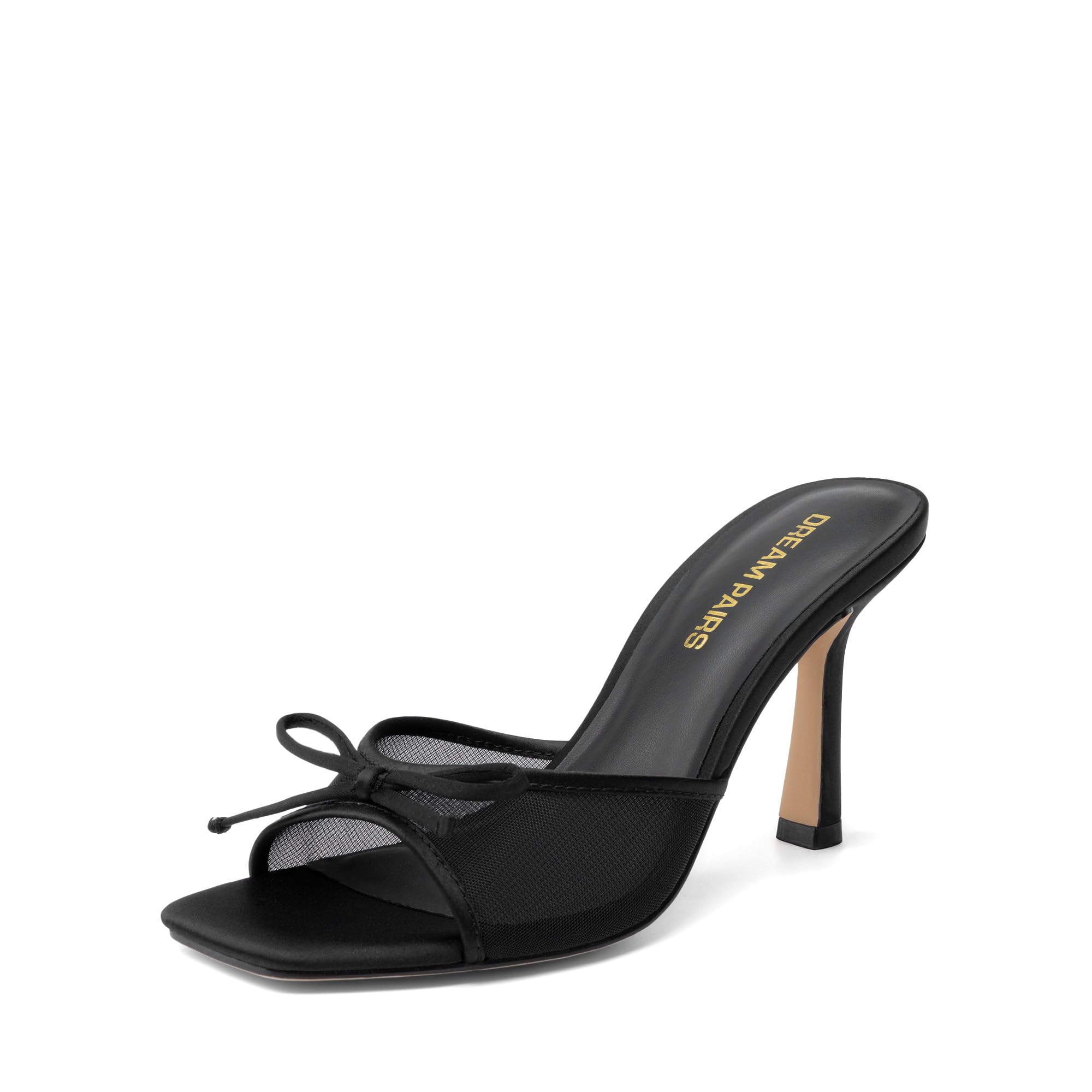 DREAM PAIRS Women's Mesh Bow Stiletto Heels Dressy Sandals