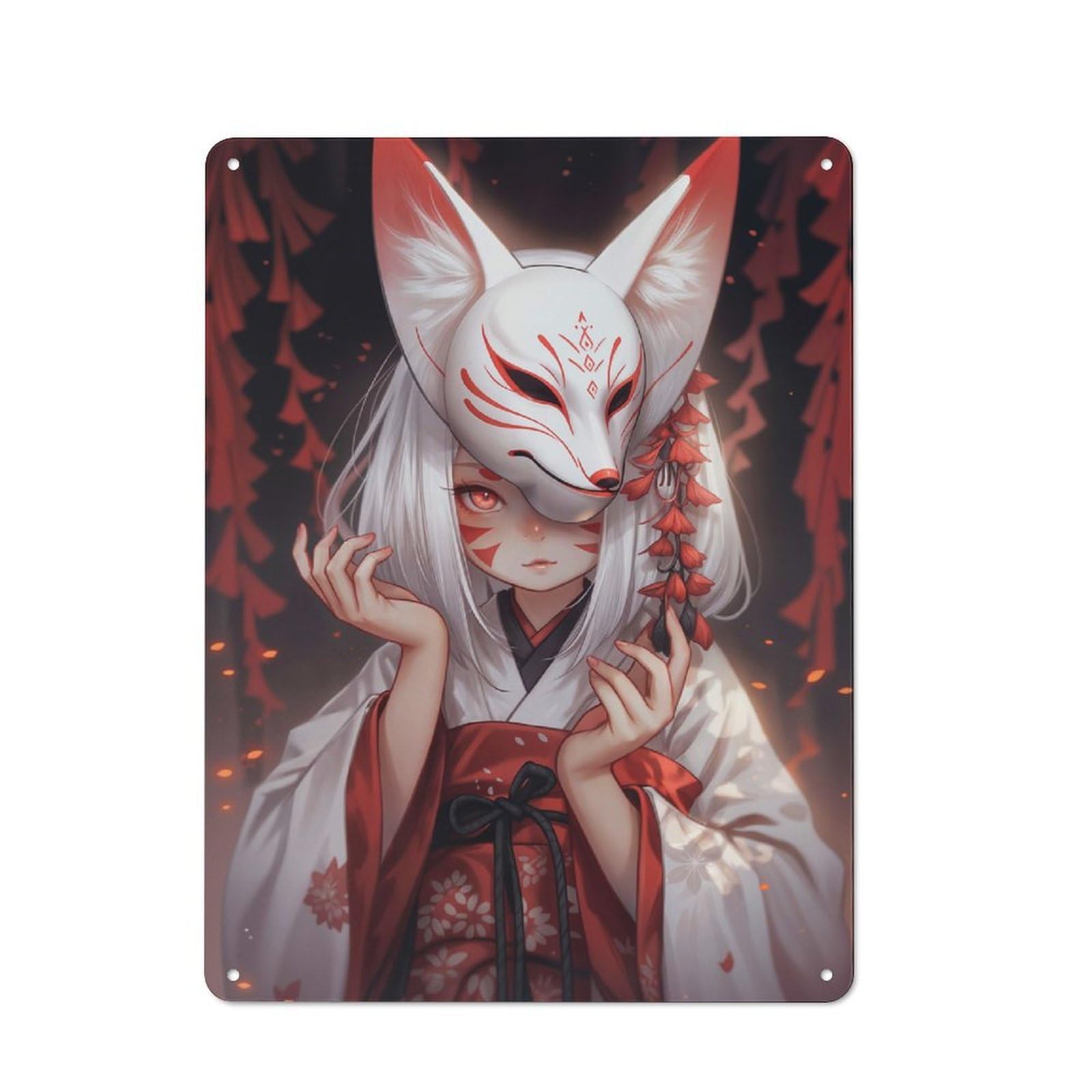 Tin Wall Sign with Fox Spirit Design 40x30cm, Cosy Cafe Wall Decor for Kitchen, Cafe, Pantry Or Dining Room