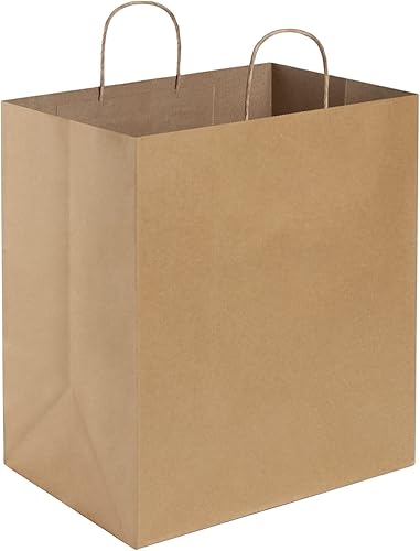 BagDream Bolsas de papel kraft de 14 x 10 x 15.75 pulgadas, bolsas de regalo de papel ultra anchas con asas para llevar, fiestas, compras, embalaje