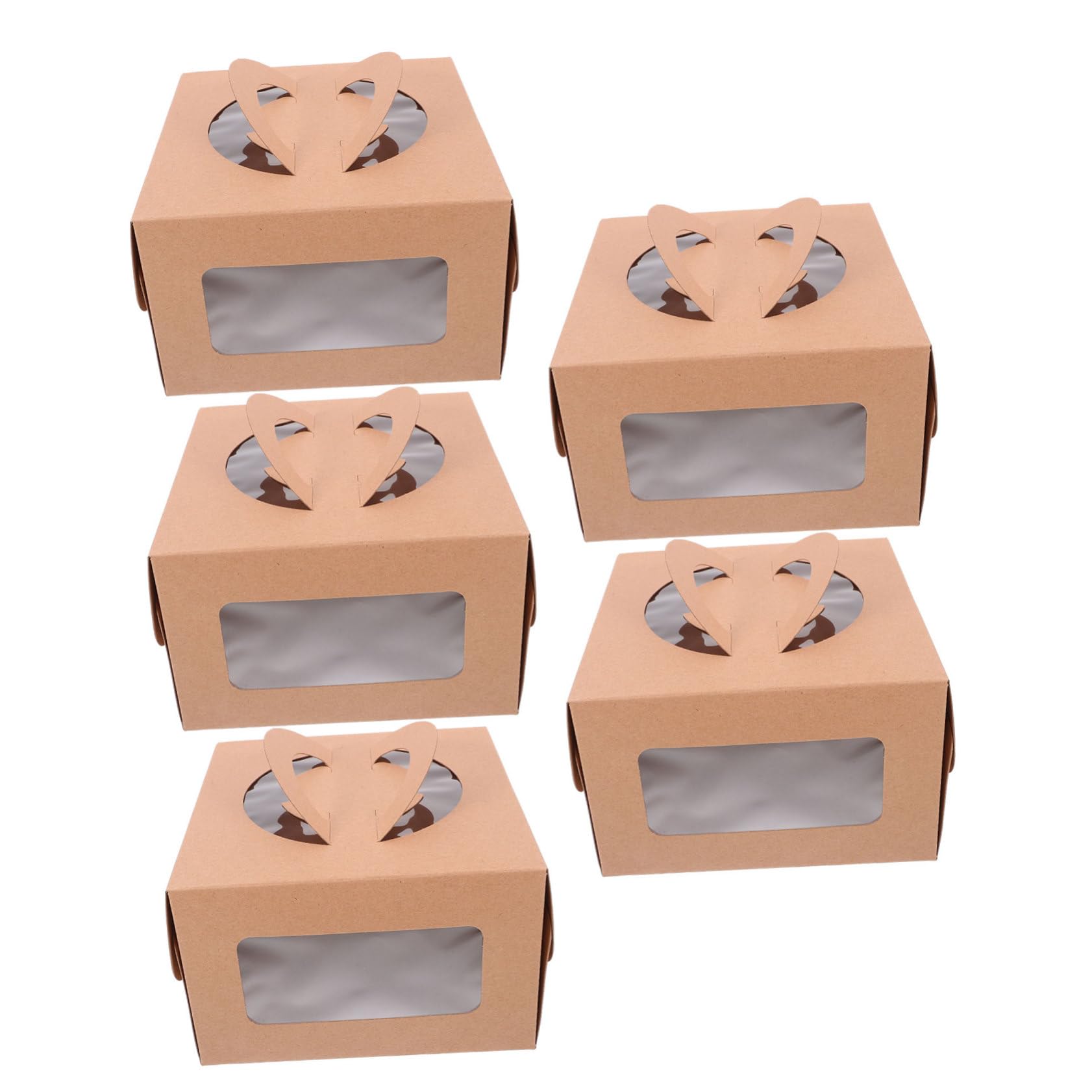 Unomor 5pcs Paper Pizza Wrapping Box Window Cheese Storage Case Takeout Containers for Christmas Treats