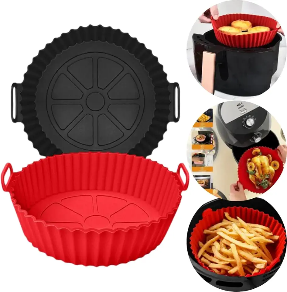 Forma de Silicone para Air Fryer, 16cm, Antiaderente, Reutilizável, Sem BPA, Fácil de Lavar, Acessório Compatível com Fritadeira Elétrica
