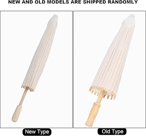 Miniatura 7 de Paraguas de papel impermeable, color blanco puro, hecho a mano, de papel aceitado chino para bodas, damas de honor (diámetro de 15.6 pulgadas)