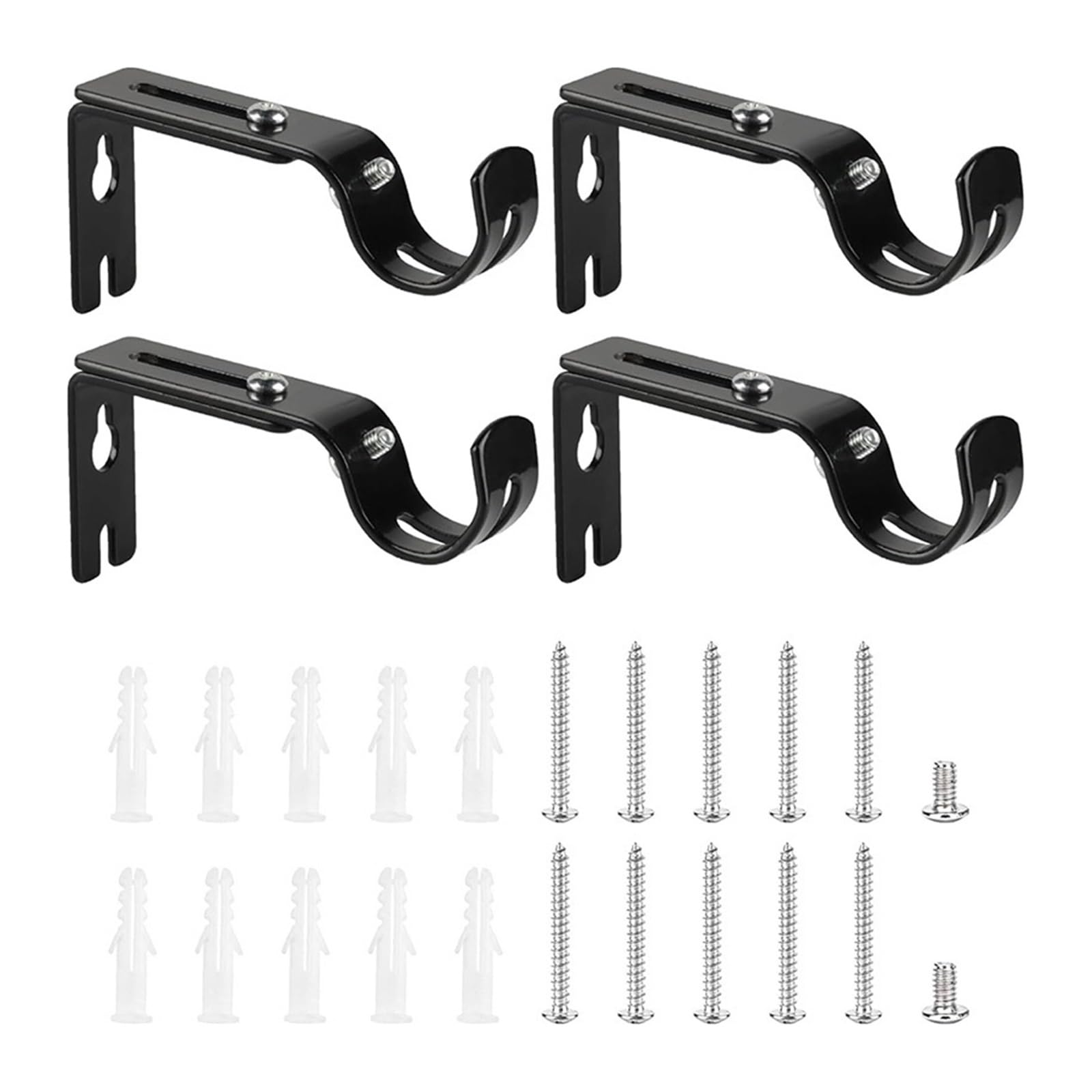 Catchorn Curtain Rod Brackets 4Pcs Heavy Duty Curtain Pole Brackets 25mm Poles Adjustable Wall mounted Rod Support Metal Holders Set for Bathroom Balcony Kitchen Cupboard