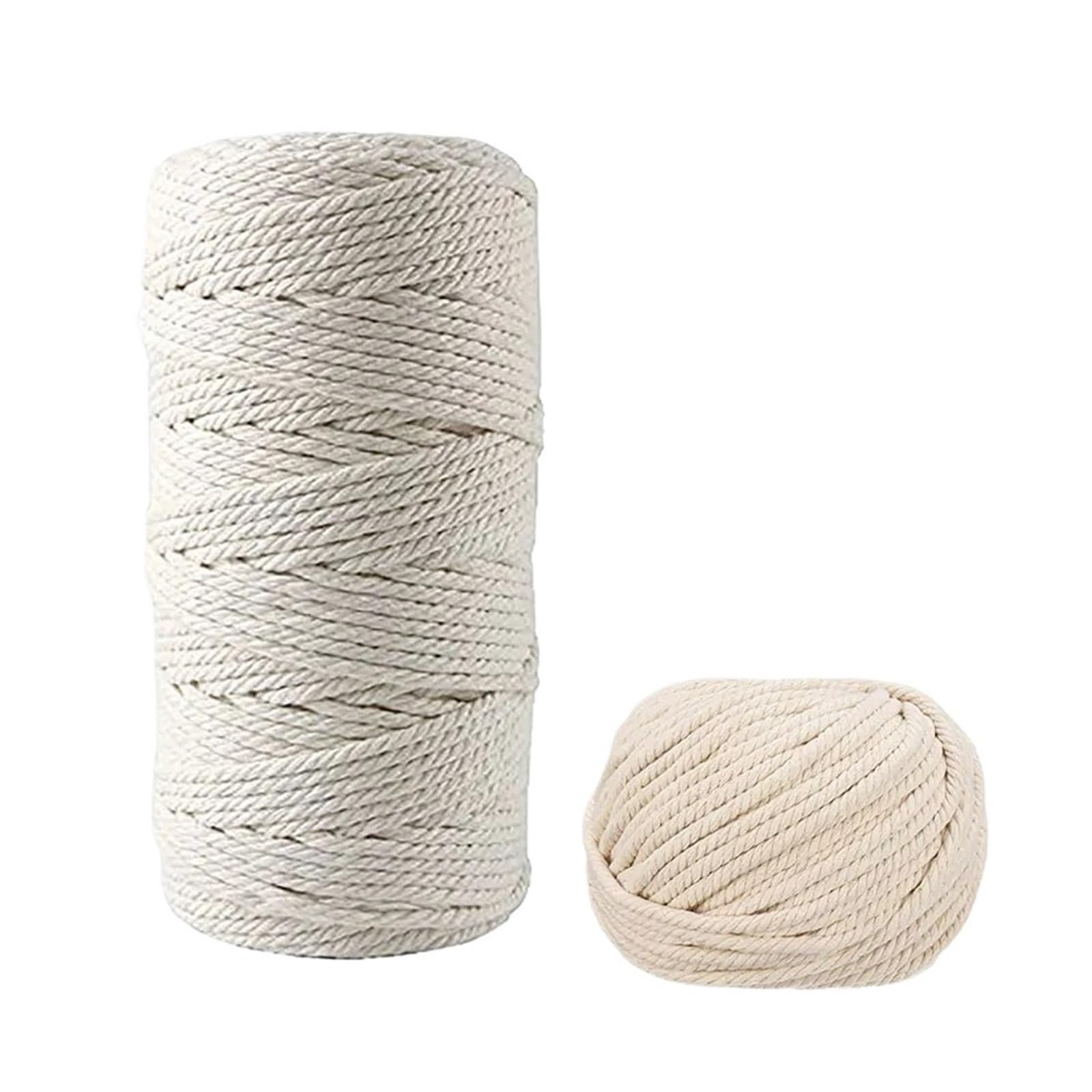 Cotton Twine String, Macrame Cotton Cord Thread 1-10mm Natural Color 8 Pcs DIY Crafts(2mm 100meter)