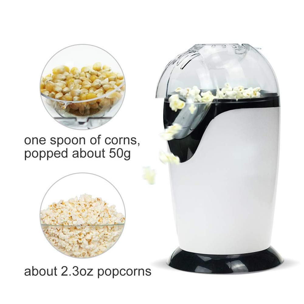 Macchina elettrica per Popcorn ad Aria Calda, con Coperchio Rimovibile, Macchina per soffiare Il Mais, Adatta per l'uso Domestico in Cucina, Senza Olio, Ideale per i Bambini, Bianco