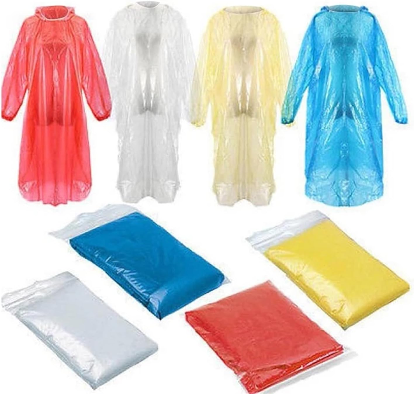 Disposable Rain Ponchos For Adults 20Pcs Disposable Raincoat Adult Emergency Waterproof Rain Coat Hiking Camping Poncho Hood Raincoat Outdoor Travel Rain Wear