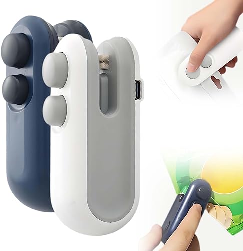 Miniatura 10 de Mini sellador de bolsas, sellador 2 en 1 actualizado 2025 con cortador e imán, sellado térmico de bolsa de chips recargable por USB, máquina