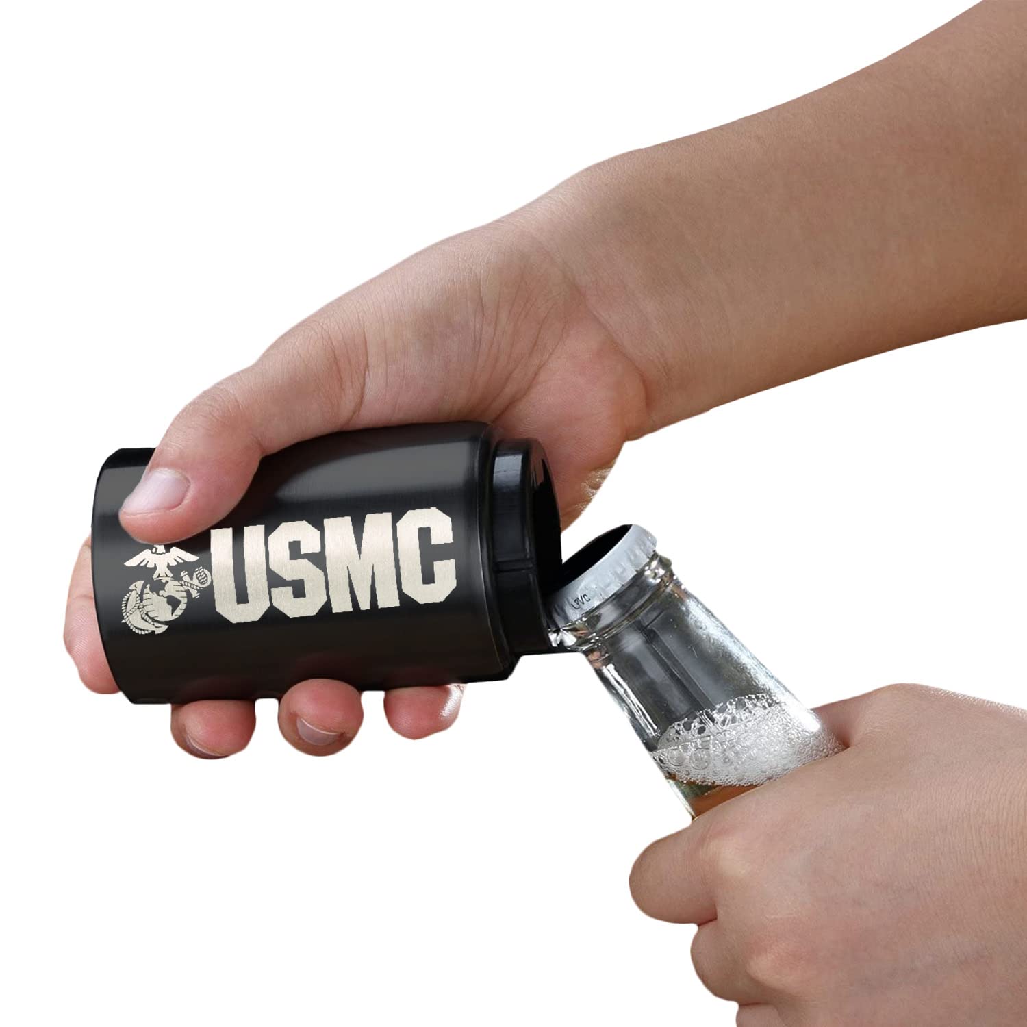 USMC - Abridor de botellas de cerveza con cierre magnético, decapitador automático para cerveza/refresco, abridor de botellas con imán de cerveza, accesorios geniales para camarero