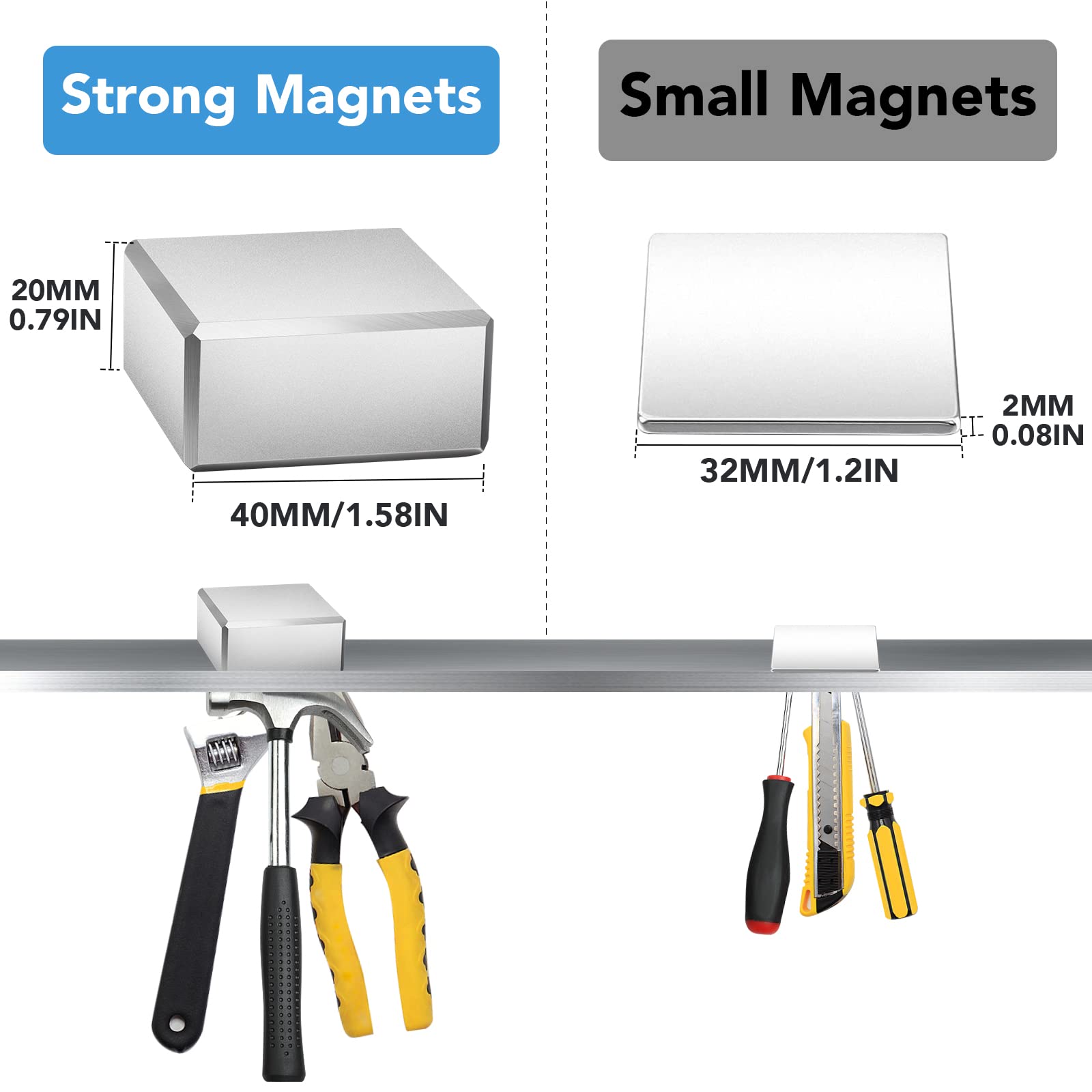 LOVIMAG Imán fuerte de neodimio de tierras raras superfuerte de 40 x 40 x 20 mm, utilizado para imanes industriales, imanes de sala de herramientas, imanes de cocina, una pieza