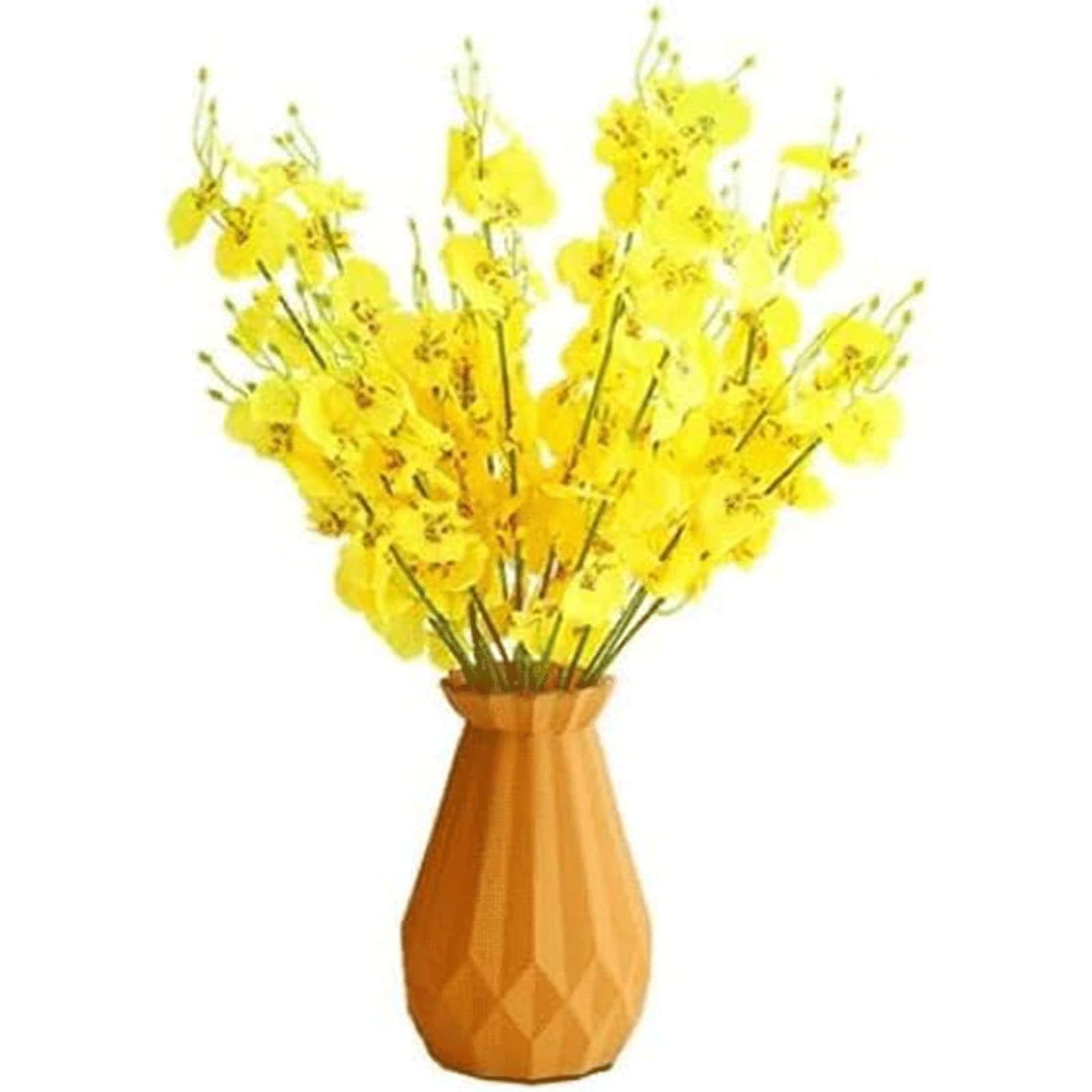 XDLEDMKIZ Vase+6 Orchids Artificial Flowers Fake Flowers Centerpieces Bouquets Decorations Home Decor Floral Arrangement