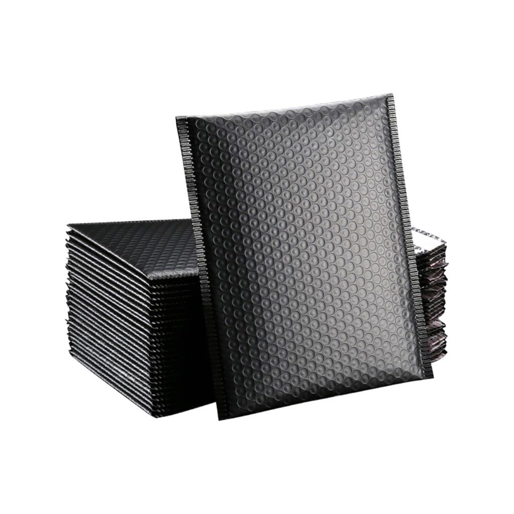 Buste Imbottite Per Spedizioni Buste imbottite a bolle da 50 pezzi foderate postali antiurto impermeabili Autosigillanti Rosa Forniture for piccole imprese(Noir,25 * 30cm)