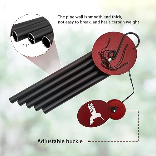 Miniatura 3 de Campanillas de viento de colibrí para exteriores, melodía calmante afinada al aire libre, campanillas de viento conmemorativas, regalos de colibrí