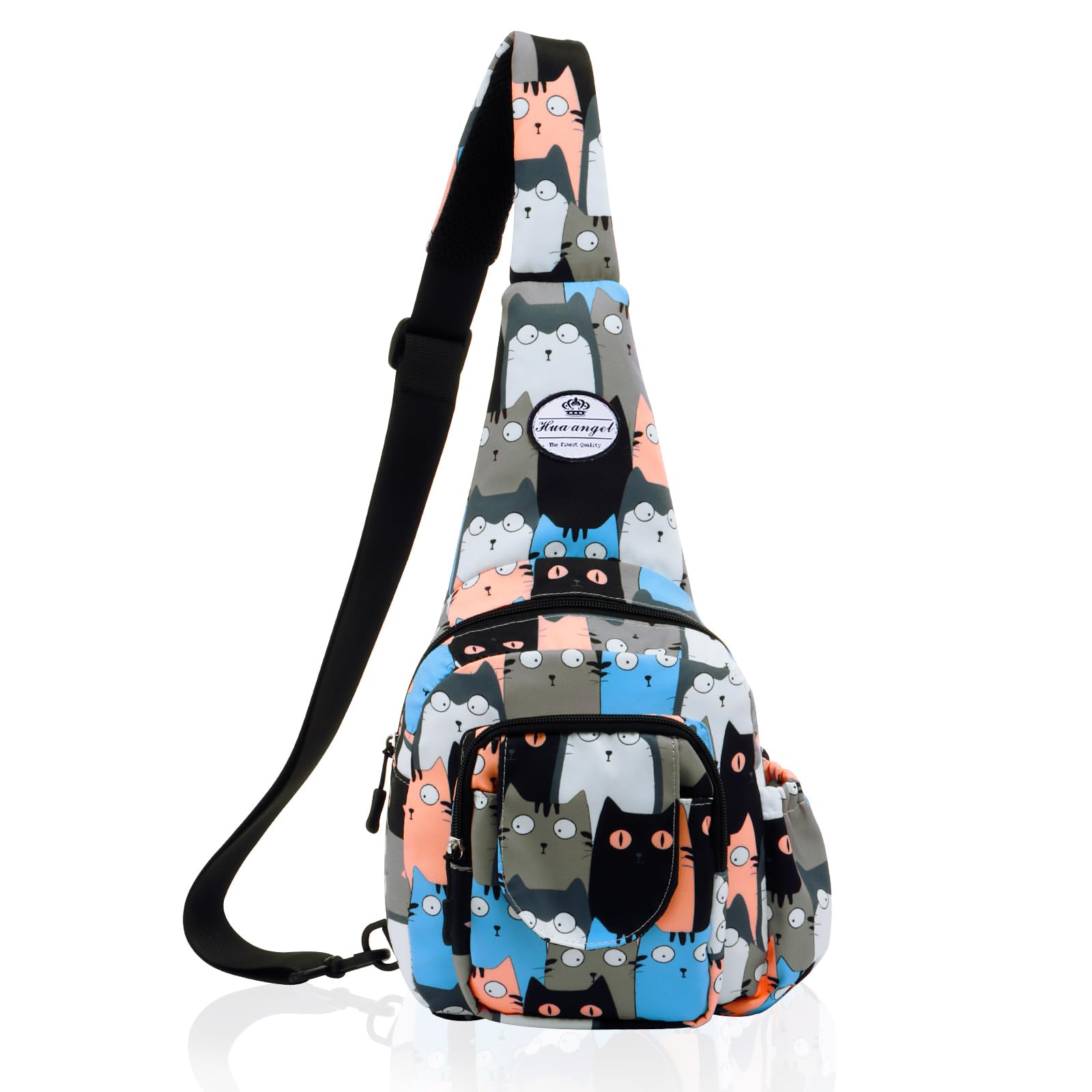 HUA ANGEL Floral Sling Bag, Small Lightweight Crossbody Shoulder Chest Bag for Men & Women Compact Travel Hiking Mini Daypack