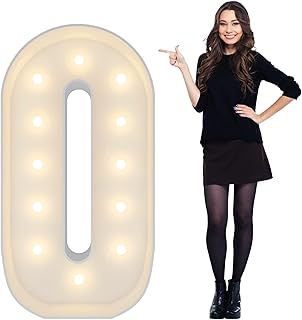 4FT Marquee Light Up Numbers Pre-Cut Frame Giant Marquee Numbers 0, Mosaic Numbers for Balloons, 20th 30th 40th 50th 60th Birthday Anniversary Decorations Party Decor